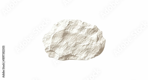 Rough, uneven, light brown and white abstract rock formation or textured land mass on a clean white background