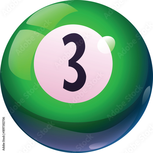 Cartoon casino gambling game bingo ball for jackpot prize, vector icon. Cartoon bingo lottery number 3 ball for casino slot machine or poker gamble game bonus win