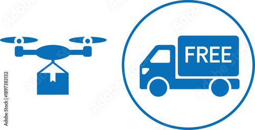 Drone delivery and free shipping truck package
