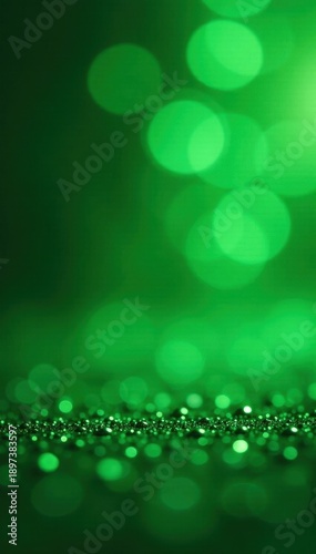 Emerald green glitter bokeh, festive sparkle backdrop, vibrant, twinkle, fantasy