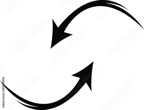 Circular arrow diagram with two black arrows