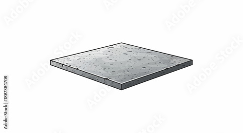 Isometric illustration of a weathered, textured gray concrete or stone slab on a white background