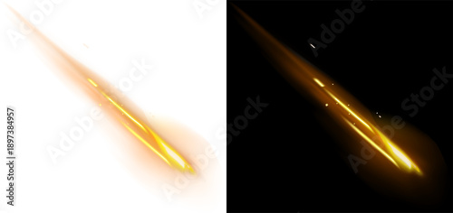 Foto Falling Comet Meteorite fire on transparent background Comet falling down fast A comet, an asteroid, a meteorite falls to the ground against a starry sky