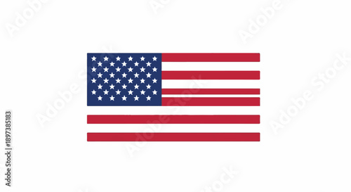 An illustration of a national flag with red and white stripes and white stars on a blue field