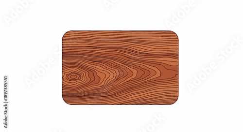 Stylized brown wood board with rounded corners and distinct grain pattern on a white background