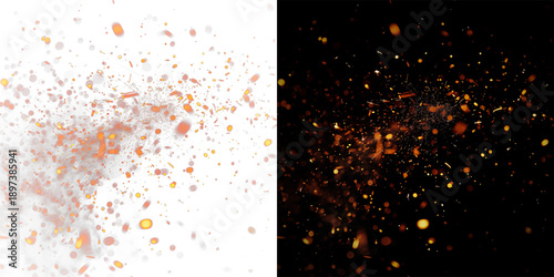 Bild auf Leinwand Fire Flames and Sparks fire embers or spark particles with transparent backgroun