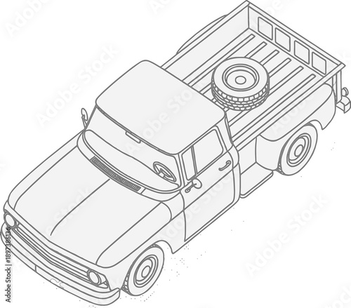 Vintage Pickup Truck Outline