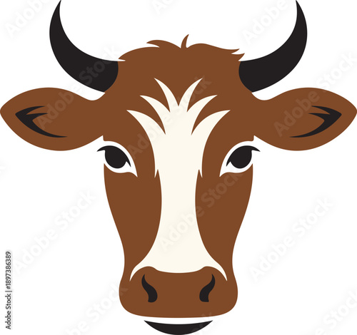 Friendly cow face vector brown and white dairy vow vector image
