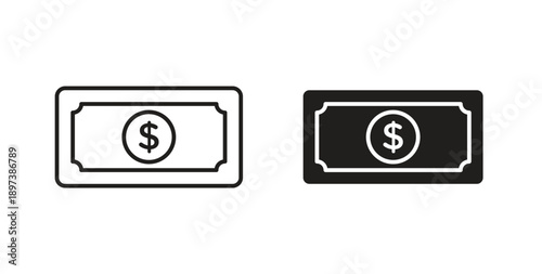 Cash icon in line design. editable stroke icons pack