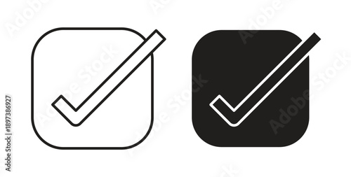 Check mark icon in line design. editable stroke icons pack