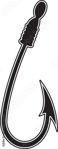 Fishing Hook Silhouette Vector Illustration,fish hook icon vector on white background, Formats Included EPS