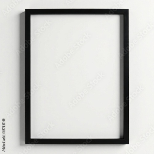 Empty black frame, white mount, minimalist display, object, gallery