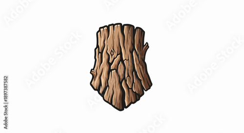 Stylized illustration of a weathered brown tree stump with rough, cracked bark on a white background