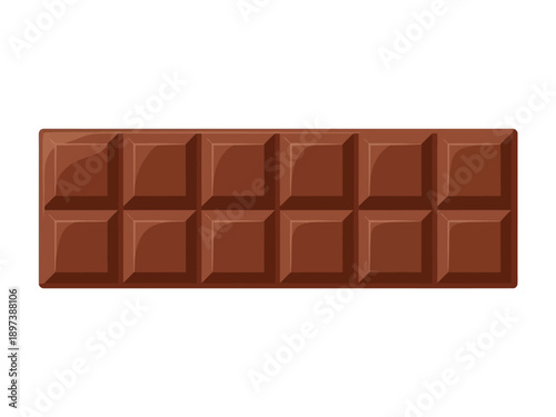 A close-up view of a chocolate bar with 12 segments on a plain background