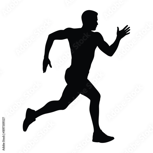 Silhouette of a man running depicted in a dynamic and energetic pose