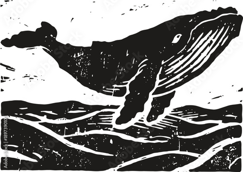 Whale leaping over ocean waves marine wildlife, sea life, aquatic mammal in motion