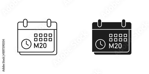 Calendar Icons with Clock Symbolizing Time Management