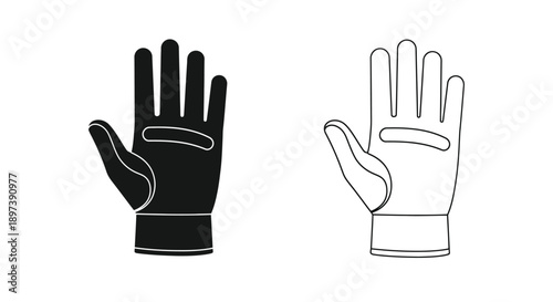Two gloves in contrasting colors a black and a white depiction