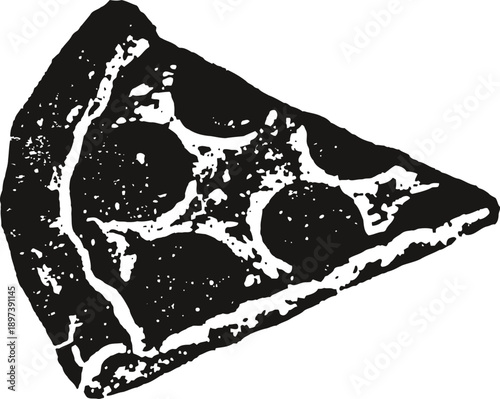 Slice of pepperoni pizza with melted cheese and crispy crust illustration
