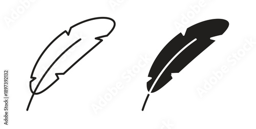 Feather icon in line design. editable stroke icons pack