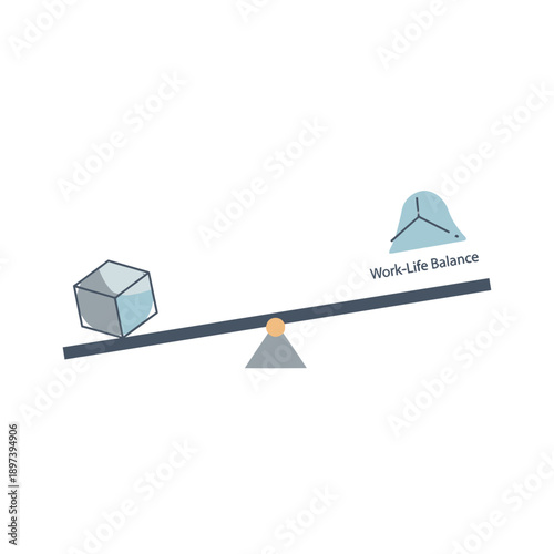 Work Life Balance Concept Illustrated by a Seesaw.