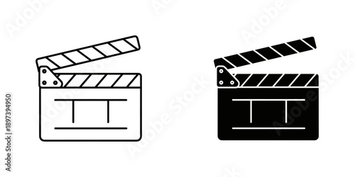Classic film clapperboard icon isolated on white minimalist vector