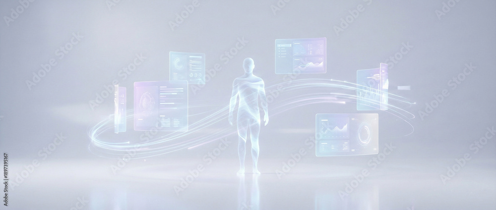Fototapeta premium Futuristic AI Autimation and Human Interaction Concept 