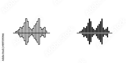 Sound Waveforms in Black and White on White Background