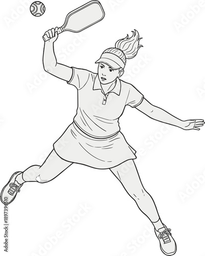 Female Pickleball Player in Action