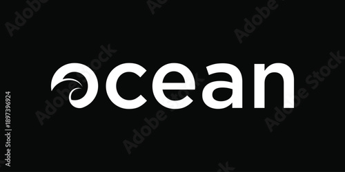 text ocean logo design, wave sea beach logo graphic icon concept