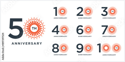 Collection of anniversary logo design. Celebration day special vector symbol icon concept	