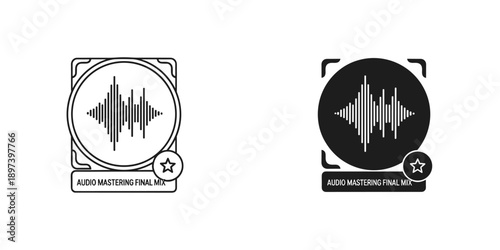 Audio mastering final mix sound wave icon vector black white professional