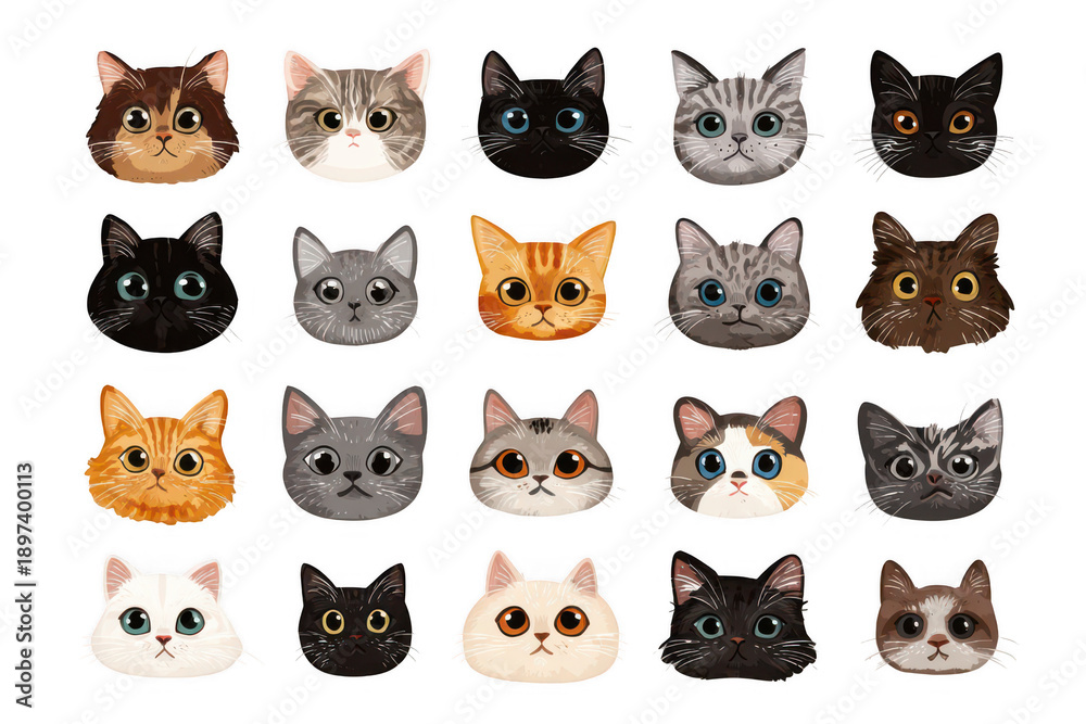 Fototapeta premium A collection of cat faces with different colors and patterns
