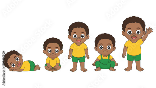 The developmental journey of a cute baby boy growing from infant to toddler