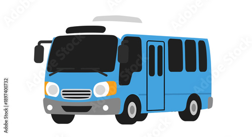 Blue bus vector illustration, transport graphic, flat design, for travel and tourism.