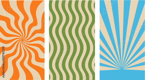 Groovy Psychedelic Abstract Checkered Vector Backgrounds. Groovy Optical Illusion Checkered Pattern Vectors. Y2K Retro Psychedelic Wavy