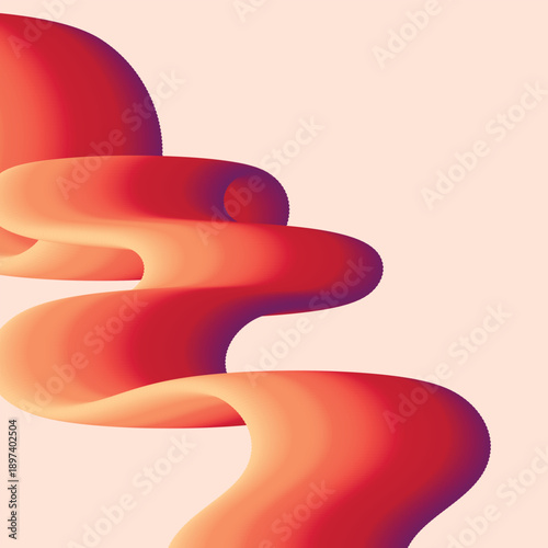 Wallpaper Mural Abstract 3D fluid wavy shape with warm red and orange gradient Torontodigital.ca