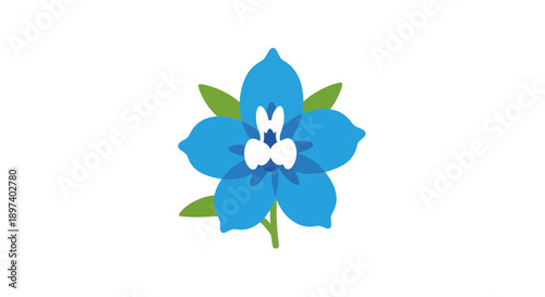 Blue Delphinium Flower Vector Illustration, Flat Design, Floral Element for Design, Nature