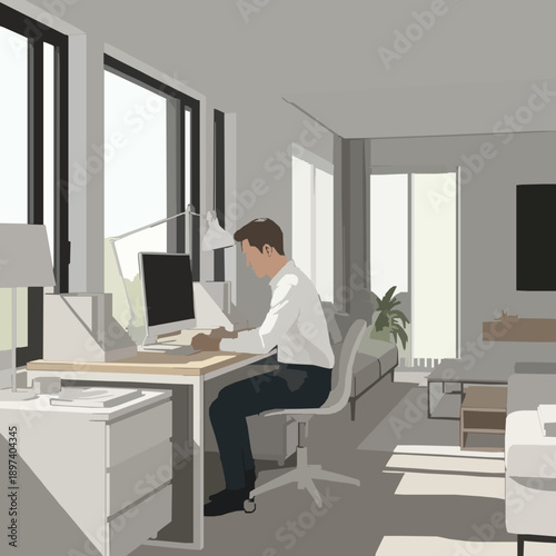 Professional dog trainer action silhouette vector illustration on white background