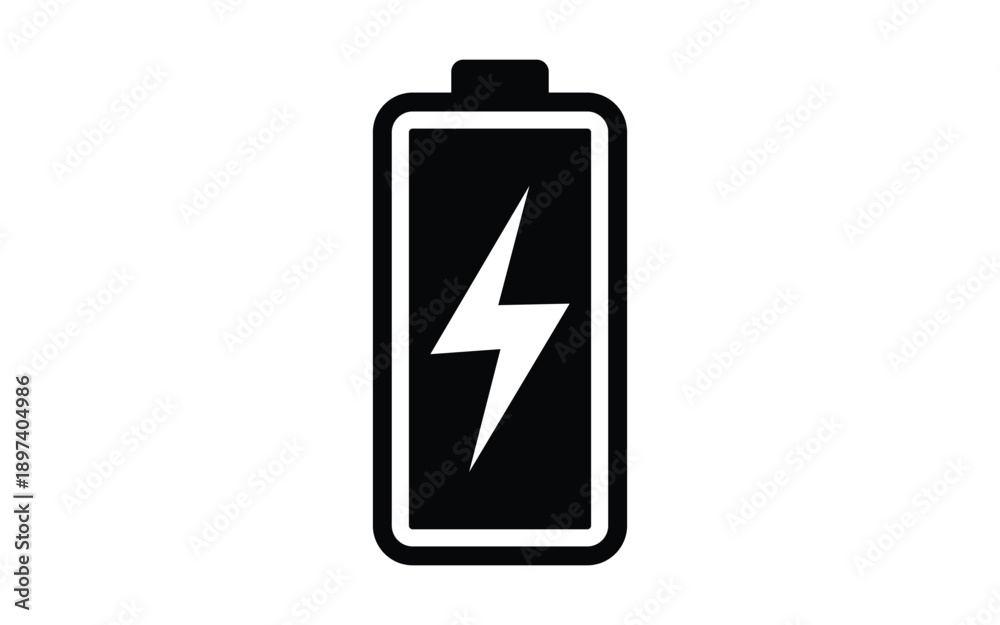 Fototapeta premium Battery Icon with Lightning Bolt Symbol