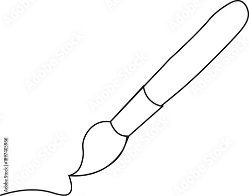 Minimalist line drawing of paint brush. vector illustration of artistic tool. Art and craft hobby concept. Creative simple outline icon.