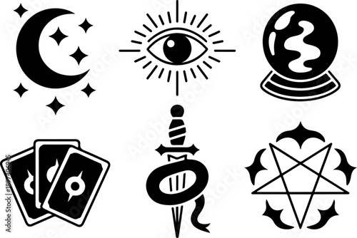 Occult Mystic Symbols Vector Set