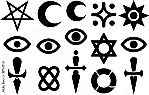 Occult Mystic Symbols Vector Set