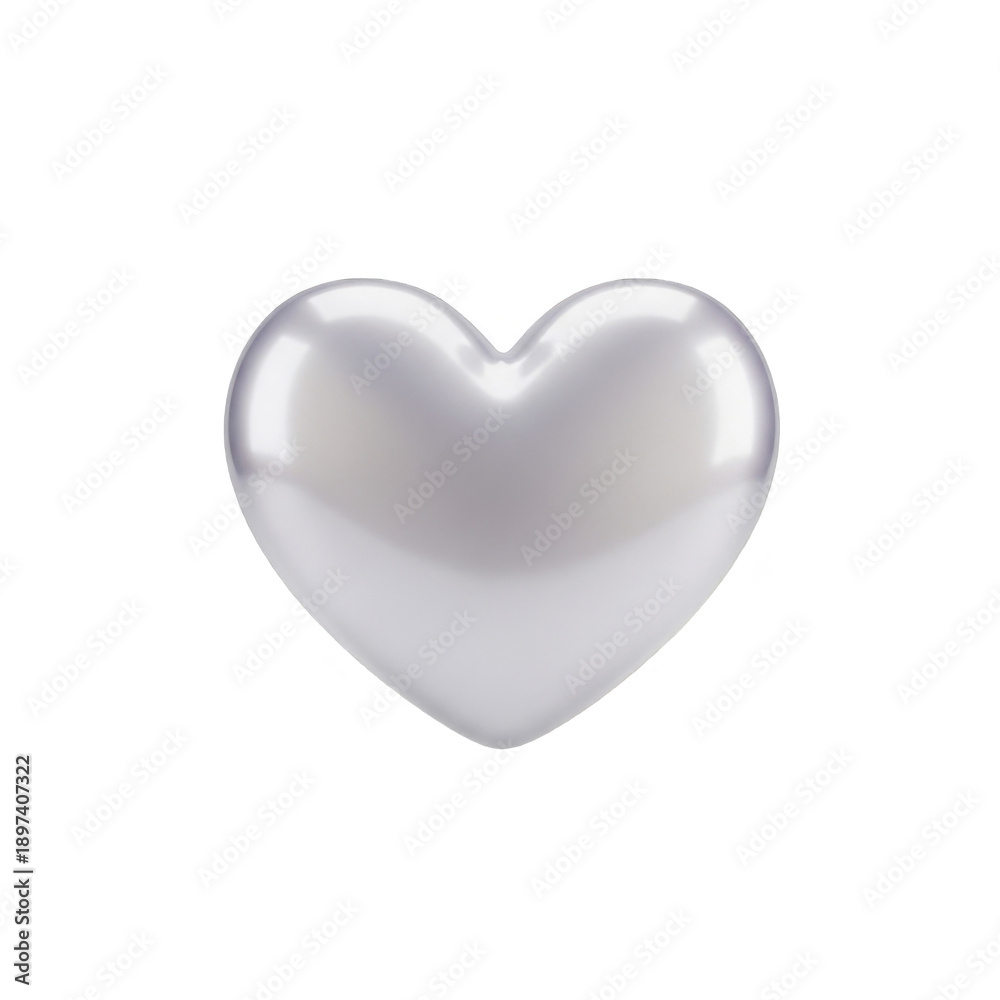 Fototapeta premium Glossy Pearl Heart Isolated on Transparent Background
