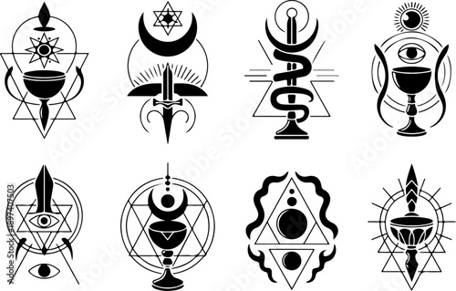 Occult Mystic Symbols Vector Set