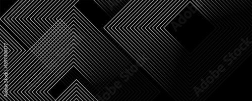 Abstract black modern background with dynamic geometric shapes. Vector.
