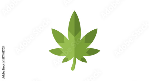 Cannabis Leaf Vector Illustration, Flat Design, Medical Marijuana, Hemp, Herbal Medicine, Nature