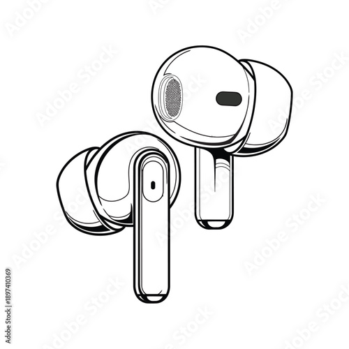 Wireless Bluetooth Earbuds Icon - In-Ear Headphones and Portable Audio Tech Vector Illustration