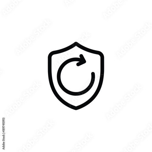 Shield with refresh arrow icon vector, update protection line symbol, security renew concept, reload defense sign, modern flat isolated illustration