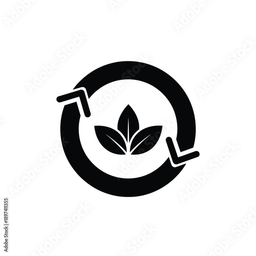 Recycle symbol with leaves inside, concept of environmental protection and sustainability, organic growth and eco friendly process, nature conservation and renewable resources, green cycle